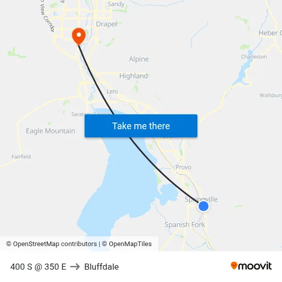 400 S @ 350 E to Bluffdale map