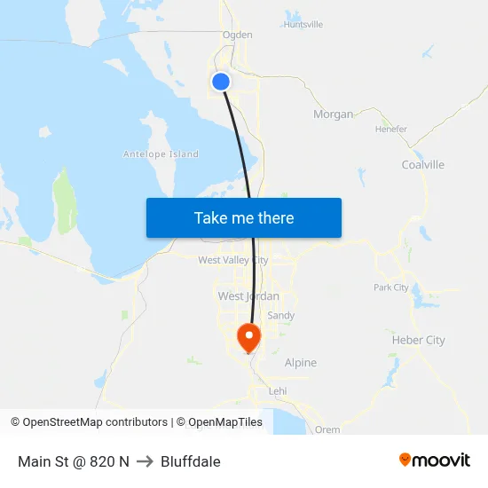 Main St @ 820 N to Bluffdale map