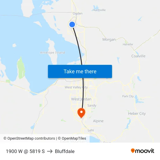 1900 W @ 5819 S to Bluffdale map