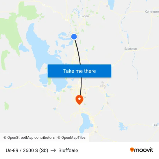 Us-89 / 2600 S (Sb) to Bluffdale map