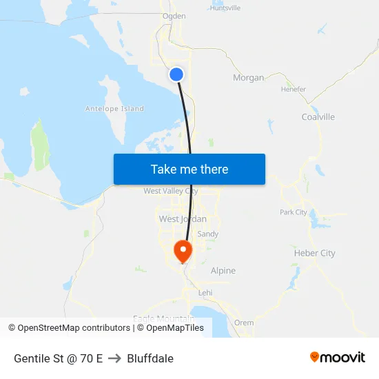 Gentile St @ 70 E to Bluffdale map