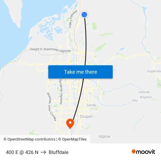 400 E @ 426 N to Bluffdale map
