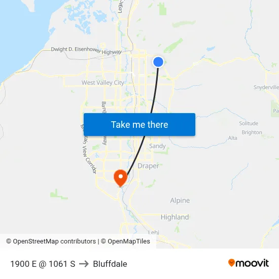1900 E @ 1061 S to Bluffdale map