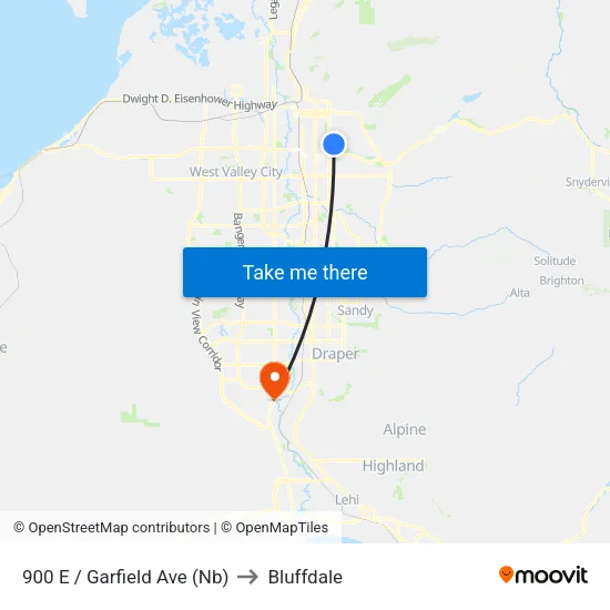 900 E / Garfield Ave (Nb) to Bluffdale map