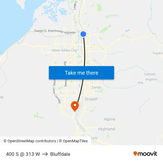 400 S @ 313 W to Bluffdale map