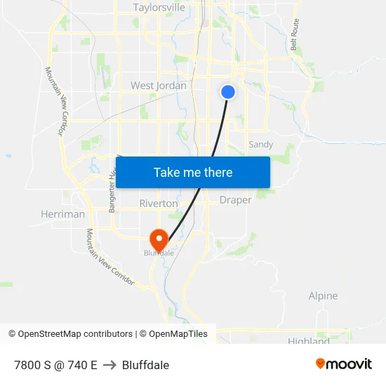 7800 S @ 740 E to Bluffdale map