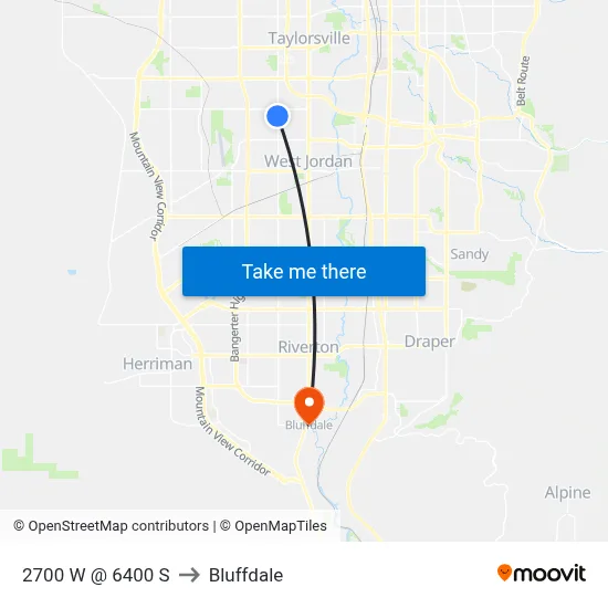 2700 W @ 6400 S to Bluffdale map