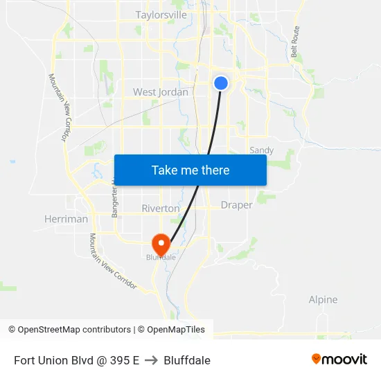 Fort Union Blvd @ 395 E to Bluffdale map