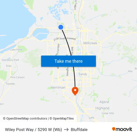 Wiley Post Way / 5290 W (Wb) to Bluffdale map
