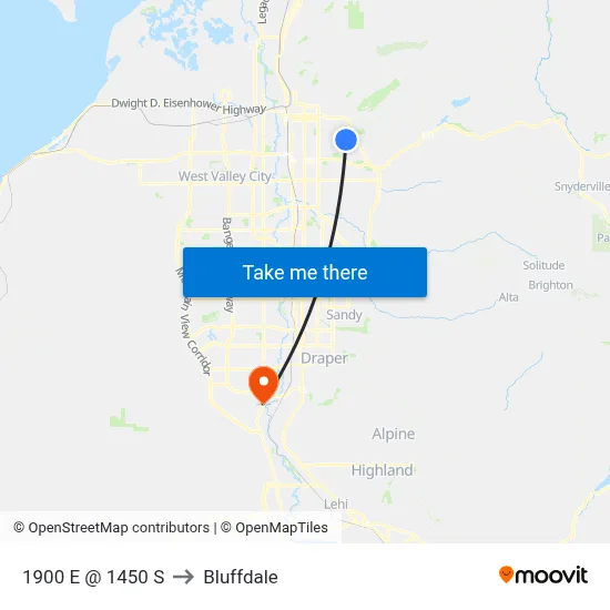 1900 E @ 1450 S to Bluffdale map