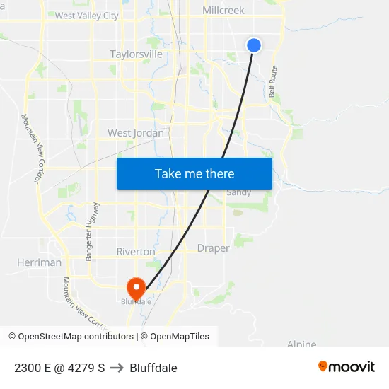 2300 E @ 4279 S to Bluffdale map