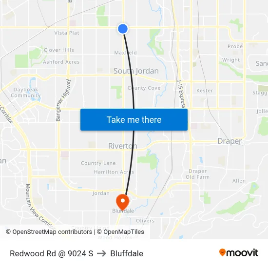 Redwood Rd @ 9024 S to Bluffdale map