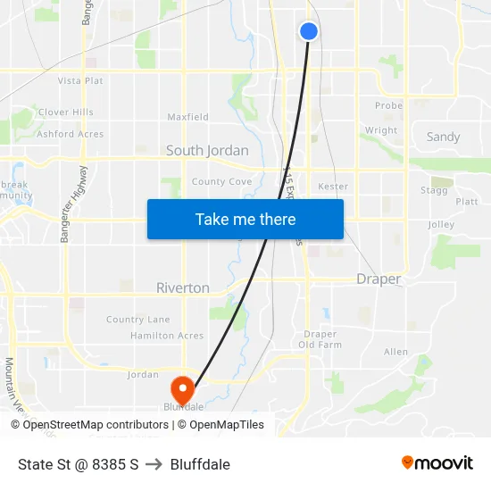 State St @ 8385 S to Bluffdale map