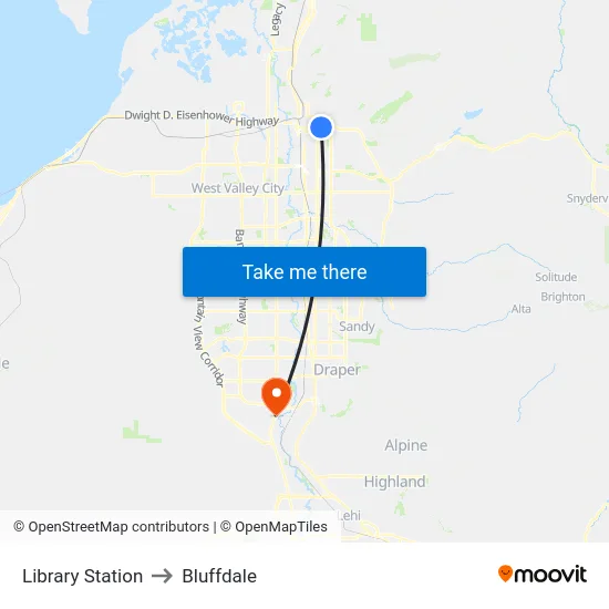 Library Station to Bluffdale map