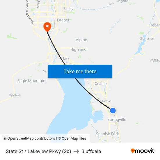 State St / Lakeview Pkwy (Sb) to Bluffdale map