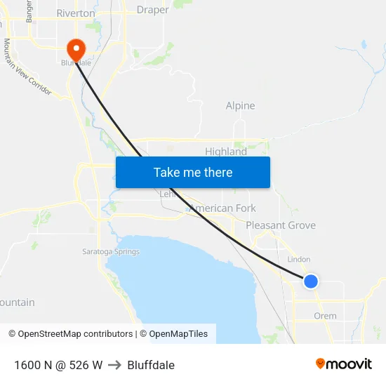 1600 N @ 526 W to Bluffdale map