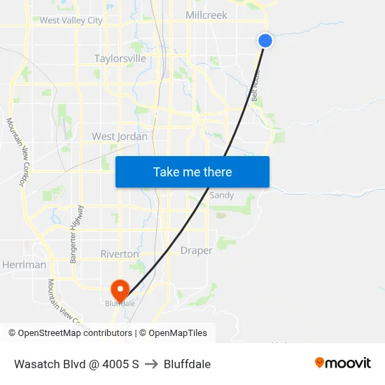 Wasatch Blvd @ 4005 S to Bluffdale map
