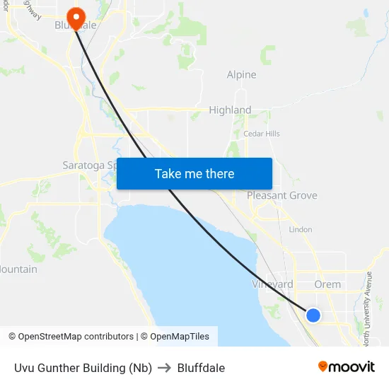 Uvu Gunther Building (Nb) to Bluffdale map