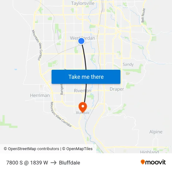 7800 S @ 1839 W to Bluffdale map