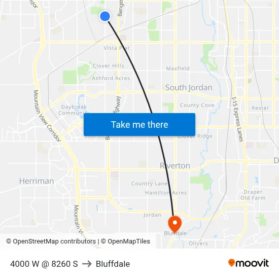 4000 W @ 8260 S to Bluffdale map