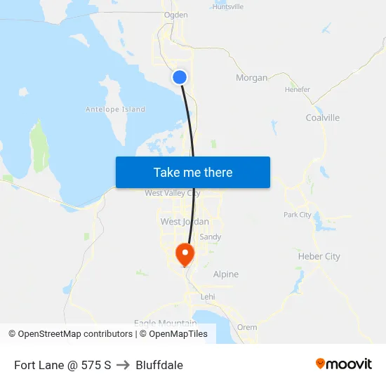 Fort Lane @ 575 S to Bluffdale map
