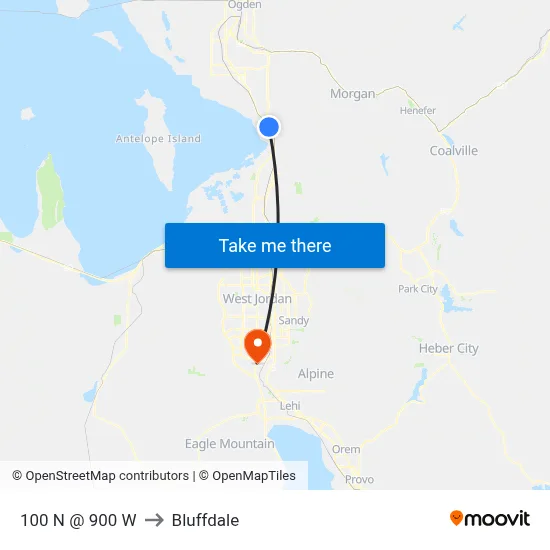 100 N @ 900 W to Bluffdale map