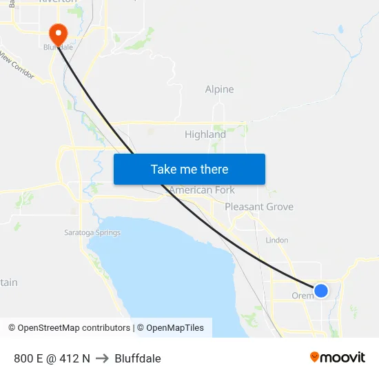 800 E @ 412 N to Bluffdale map