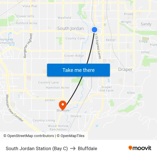 South Jordan Station (Bay C) to Bluffdale map