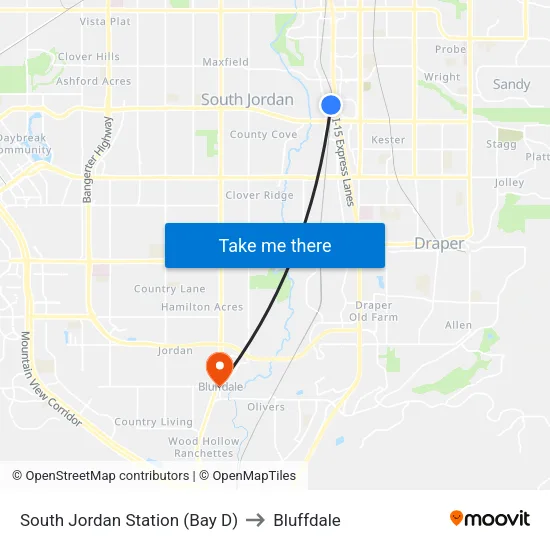 South Jordan Station (Bay D) to Bluffdale map