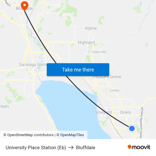 University Place Station (Eb) to Bluffdale map