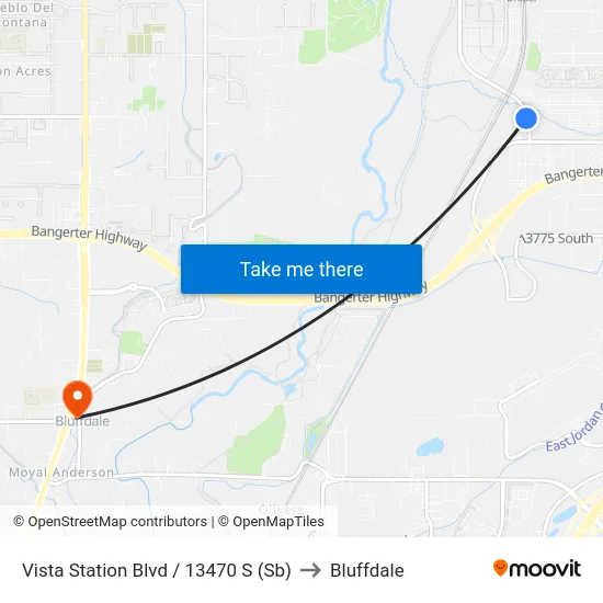 Vista Station Blvd / 13470 S (Sb) to Bluffdale map