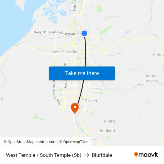 West Temple / South Temple (Sb) to Bluffdale map