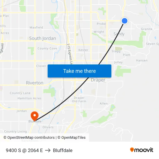 9400 S @ 2064 E to Bluffdale map