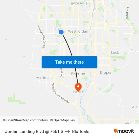 Jordan Landing Blvd @ 7661 S to Bluffdale map