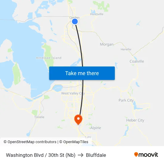 Washington Blvd / 30th St (Nb) to Bluffdale map