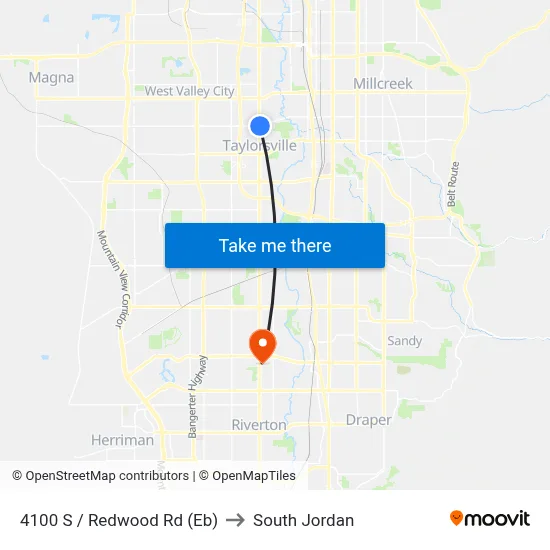 4100 S / Redwood Rd (Eb) to South Jordan map