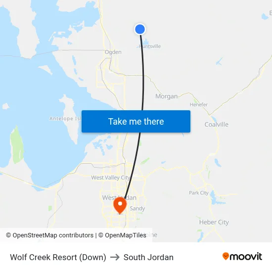 Wolf Creek Resort (Down) to South Jordan map
