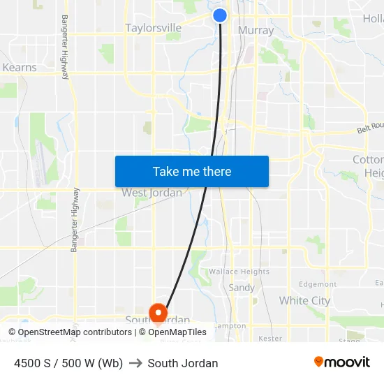 4500 S / 500 W (Wb) to South Jordan map