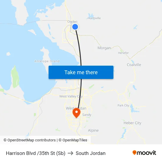 Harrison Blvd /35th St (Sb) to South Jordan map