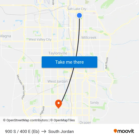 900 S / 400 E (Eb) to South Jordan map