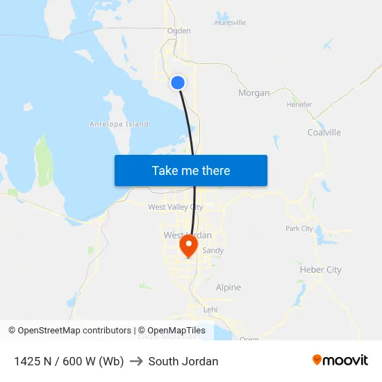 1425 N / 600 W (Wb) to South Jordan map