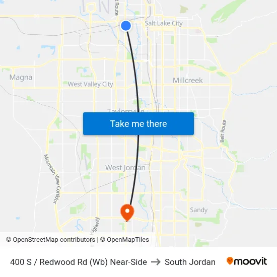 400 S / Redwood Rd (Wb) Near-Side to South Jordan map
