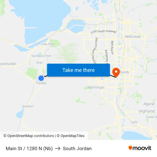 Main St / 1280 N (Nb) to South Jordan map