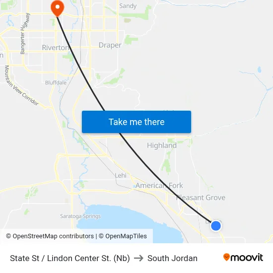 State St / Lindon Center St. (Nb) to South Jordan map