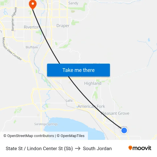 State St / Lindon Center St (Sb) to South Jordan map