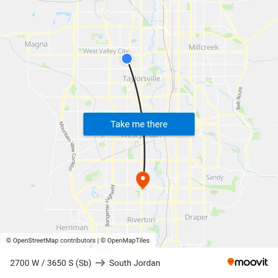 2700 W / 3650 S (Sb) to South Jordan map