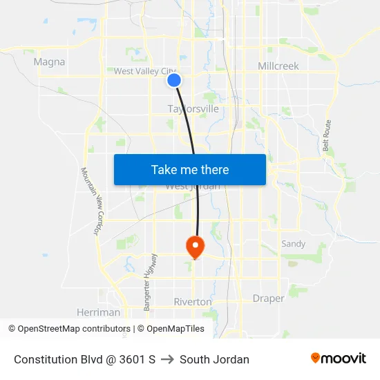 Constitution Blvd @ 3601 S to South Jordan map