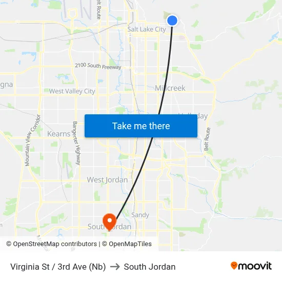 Virginia St / 3rd Ave (Nb) to South Jordan map