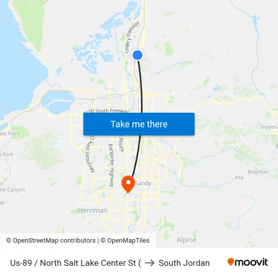 Us-89 / North Salt Lake Center St ( to South Jordan map