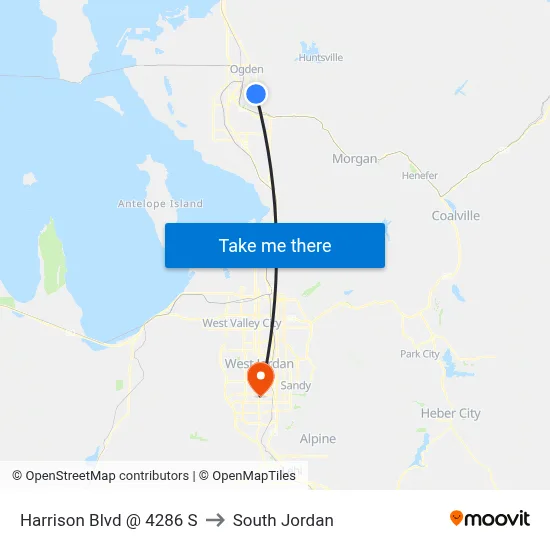 Harrison Blvd @ 4286 S to South Jordan map